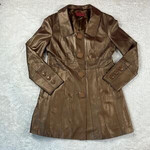 Nicola Bertti copper gold shimmer genuine leather jacket, size med